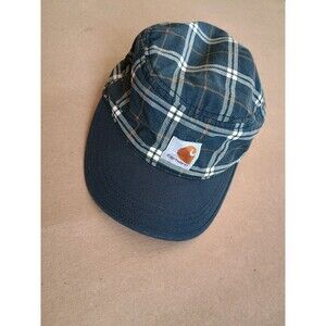 Carhartt Westmore Plaid Military Cap Blue Navy One Size Hidden Pocket Womens